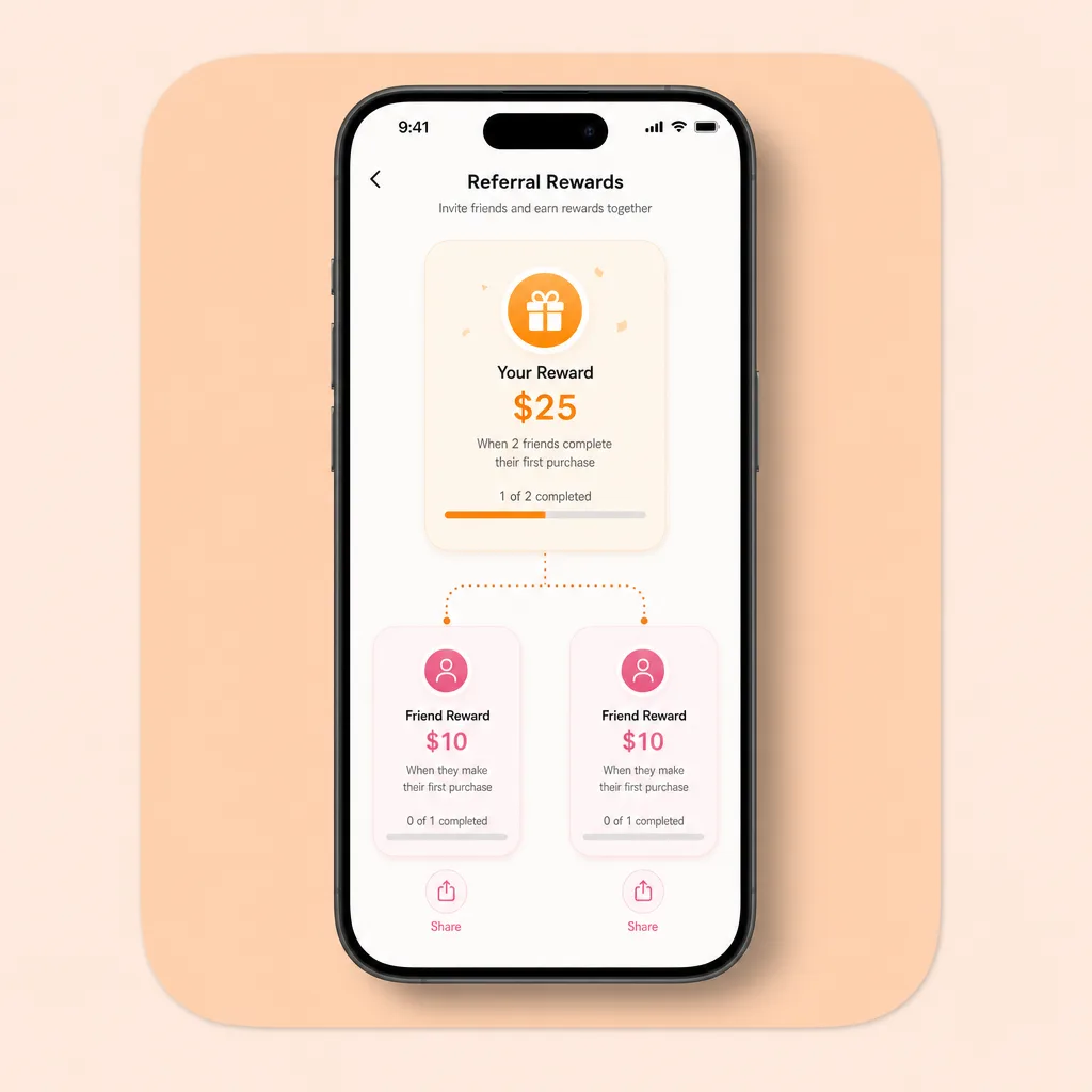 One reward branching into two more through a referral link