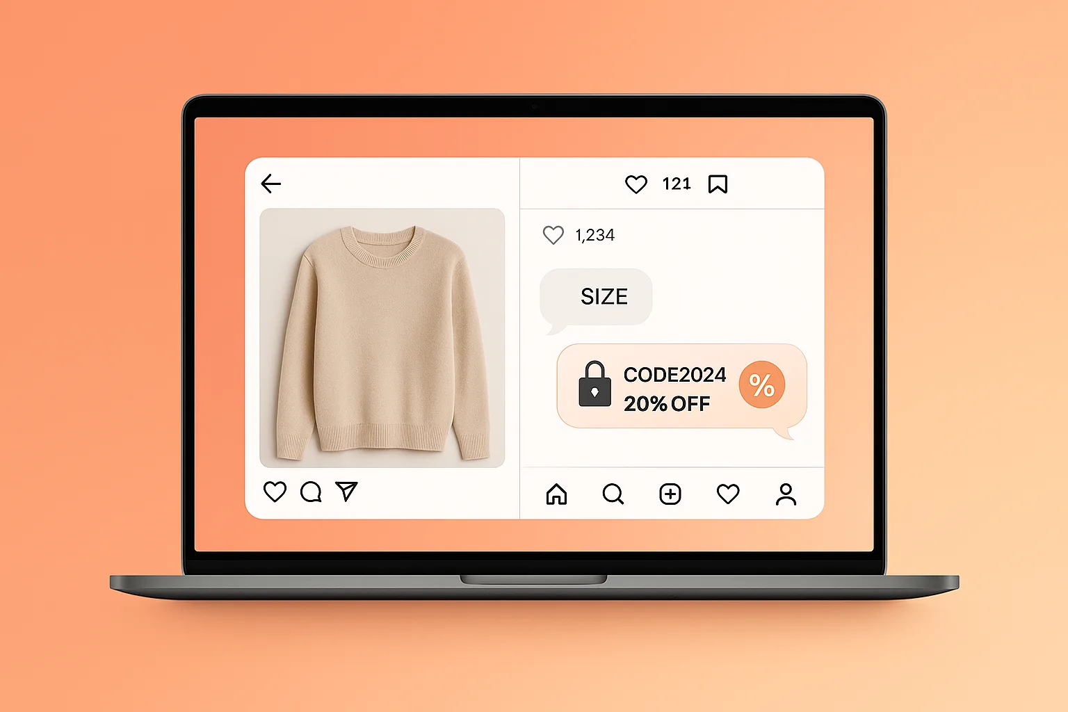 Instagram product Reel comment triggering a DM that unlocks a discount code