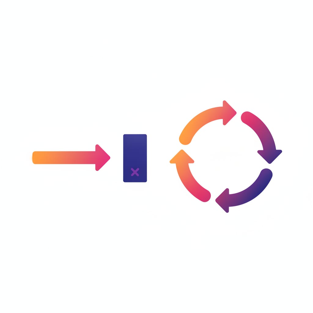 Two diagrams side by side: a linear funnel ending in a dead end after one reward, and a circular loop where each unlock sends new people back to the start