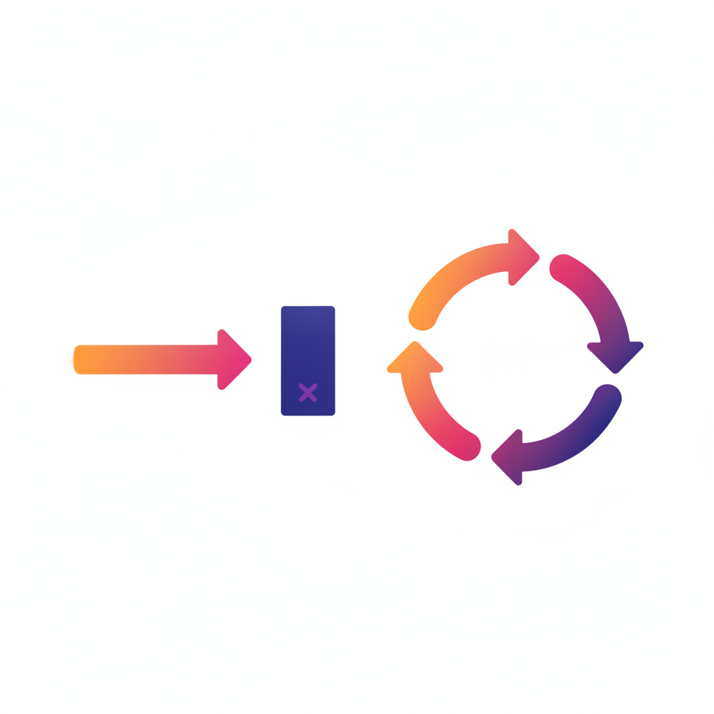 Two diagrams side by side: a linear funnel ending in a dead end after one reward, and a circular loop where each unlock sends new people back to the start