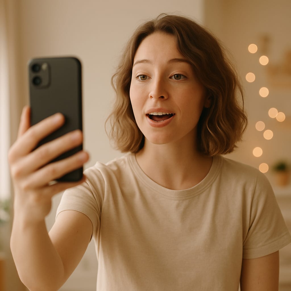 A creator filming a short video on a smartphone for Instagram Reels