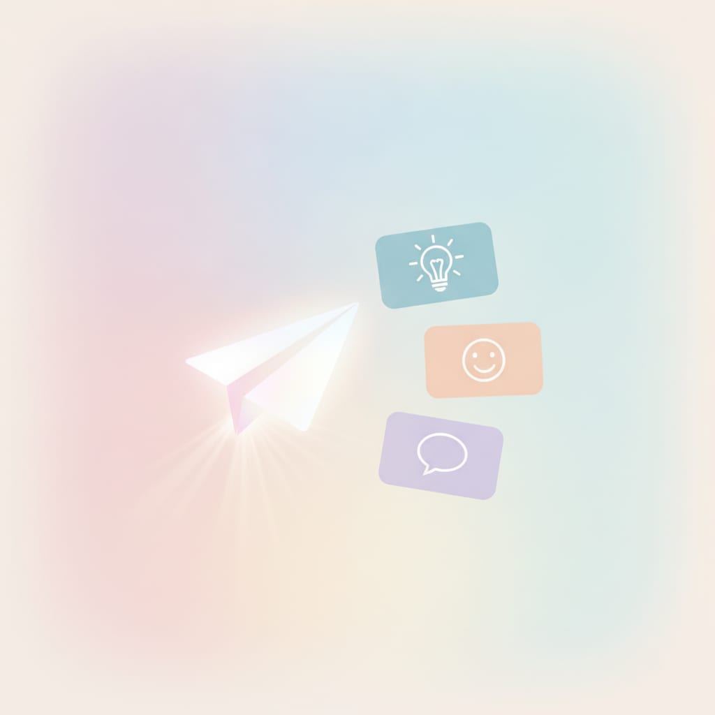 Short video with a share icon and three content-type cards