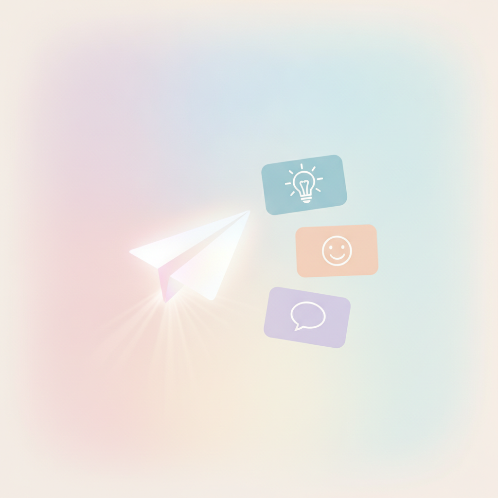 Short video with a share icon and three content-type cards