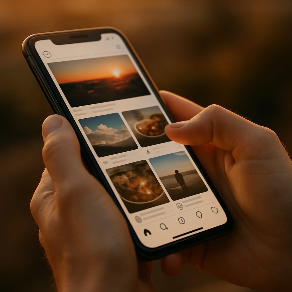 Person scrolling Instagram Reels on mobile phone